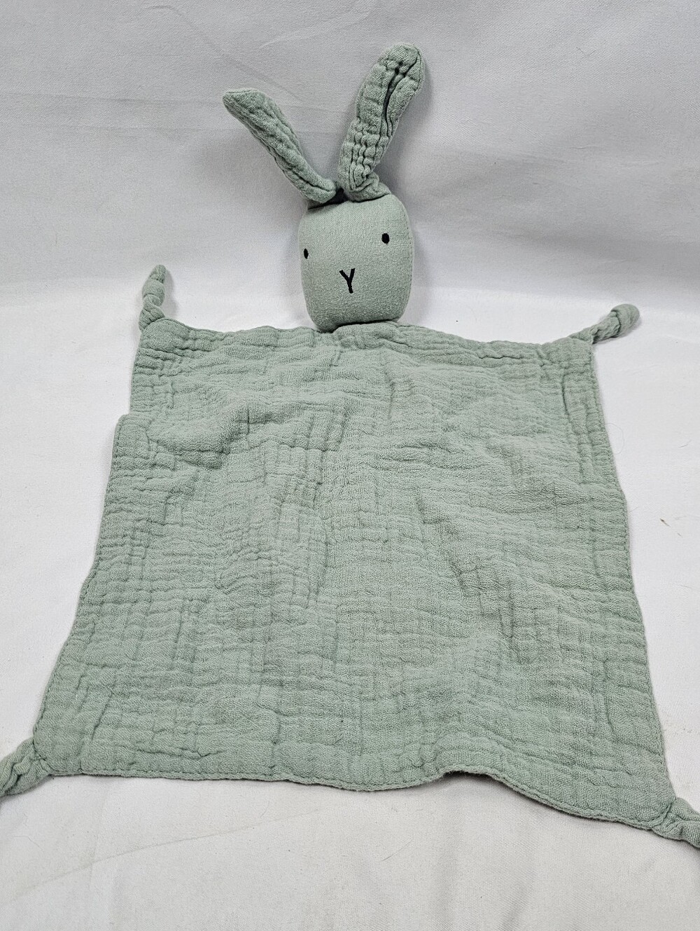 Chloe & Liv Green Cotton Muslin Lovey Security Blanket Baby Snuggles